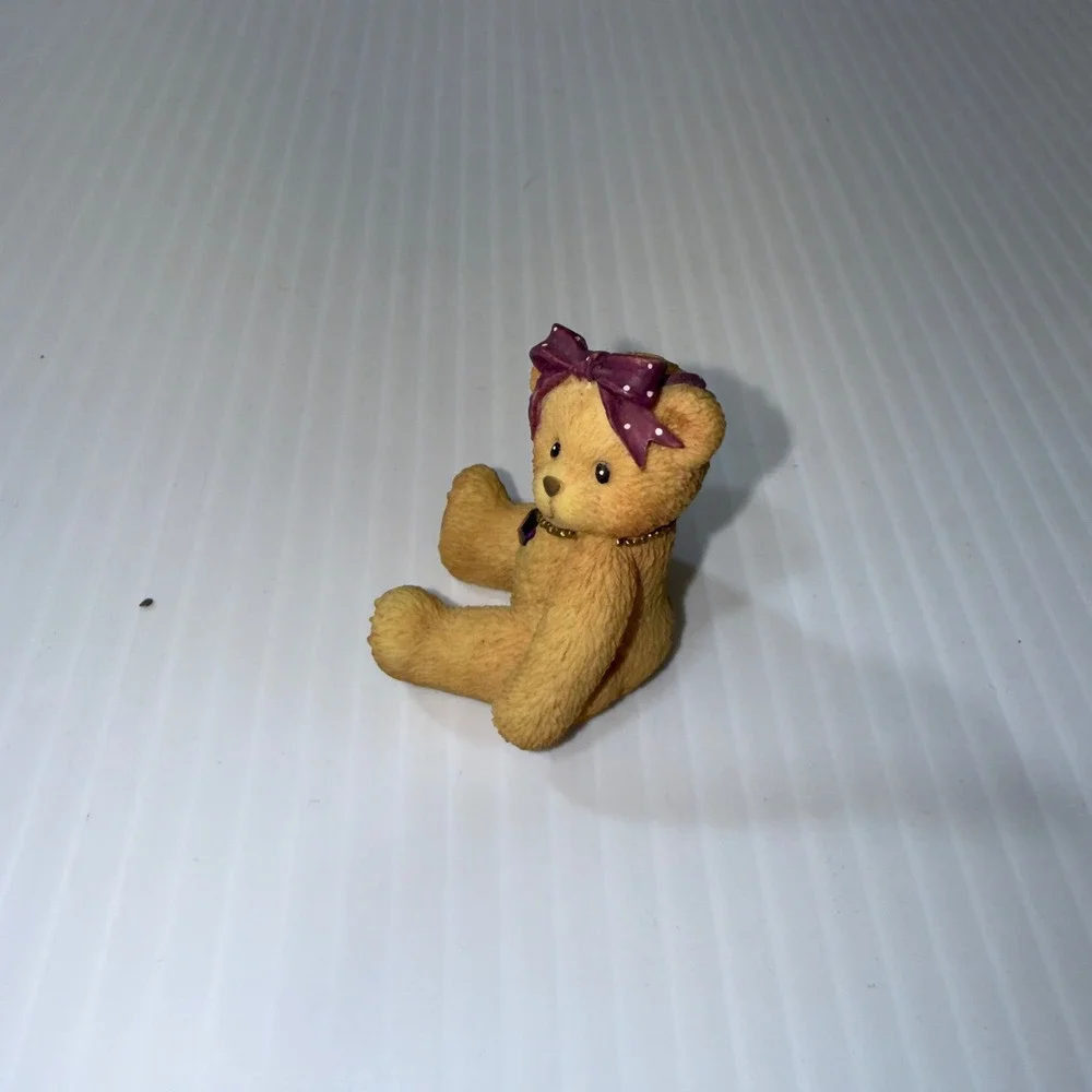 Enesco‎ Cherished Teddies February Figurine 1996 Tan Purple Excellent 239747